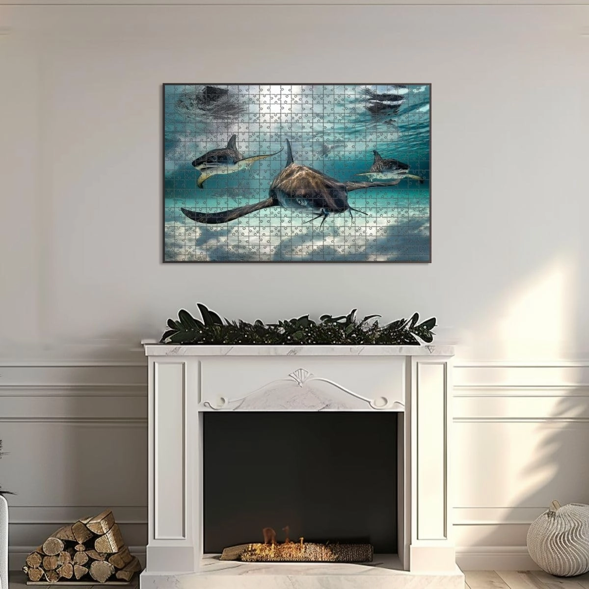 1000 Piece Jigsaw Puzzle Game, Colorful Stingray Fish Cayman Islands Pictures Royalty Free Photos Large Puzzle Artwork for Adults Teens Challenging Puzzle Game Nights Toy Gift