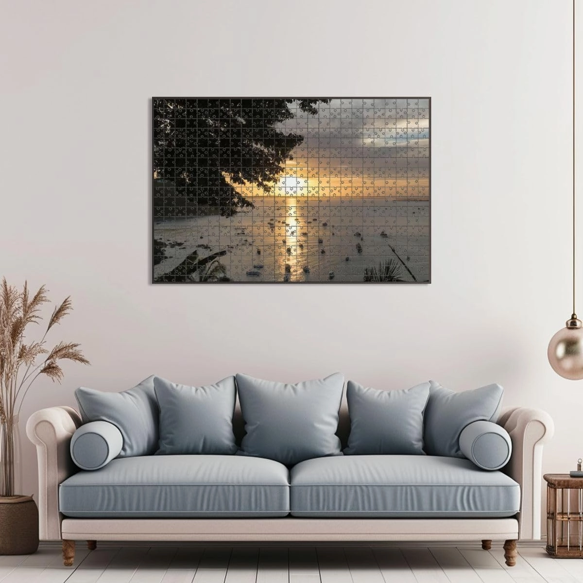 1000 Piece Jigsaw Puzzle Game, Colorful View Wonderful Sunset Morro de Sao Paulo Brazil Large Puzzles Artwork for Adults Teens Challenging Puzzle Game Nights Toy Gift