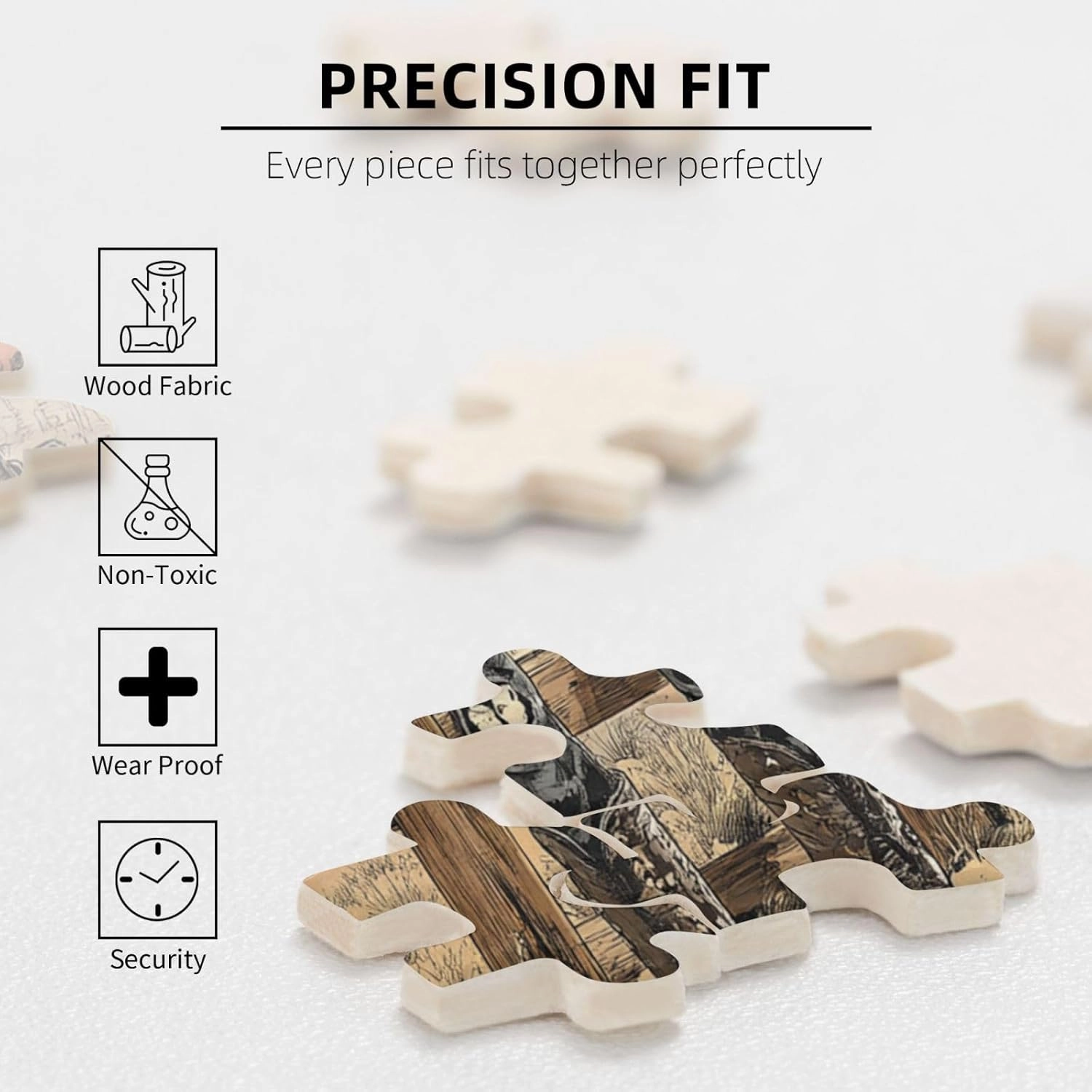 1000 Piece Wooden Puzzle for Adults,Two Skeleton Cowboys in Desert,Unique Artwork for Adult,Brain Training Challenge, Stress Relief Activity,Eco-Friendly Pieces，Gifts for Friends