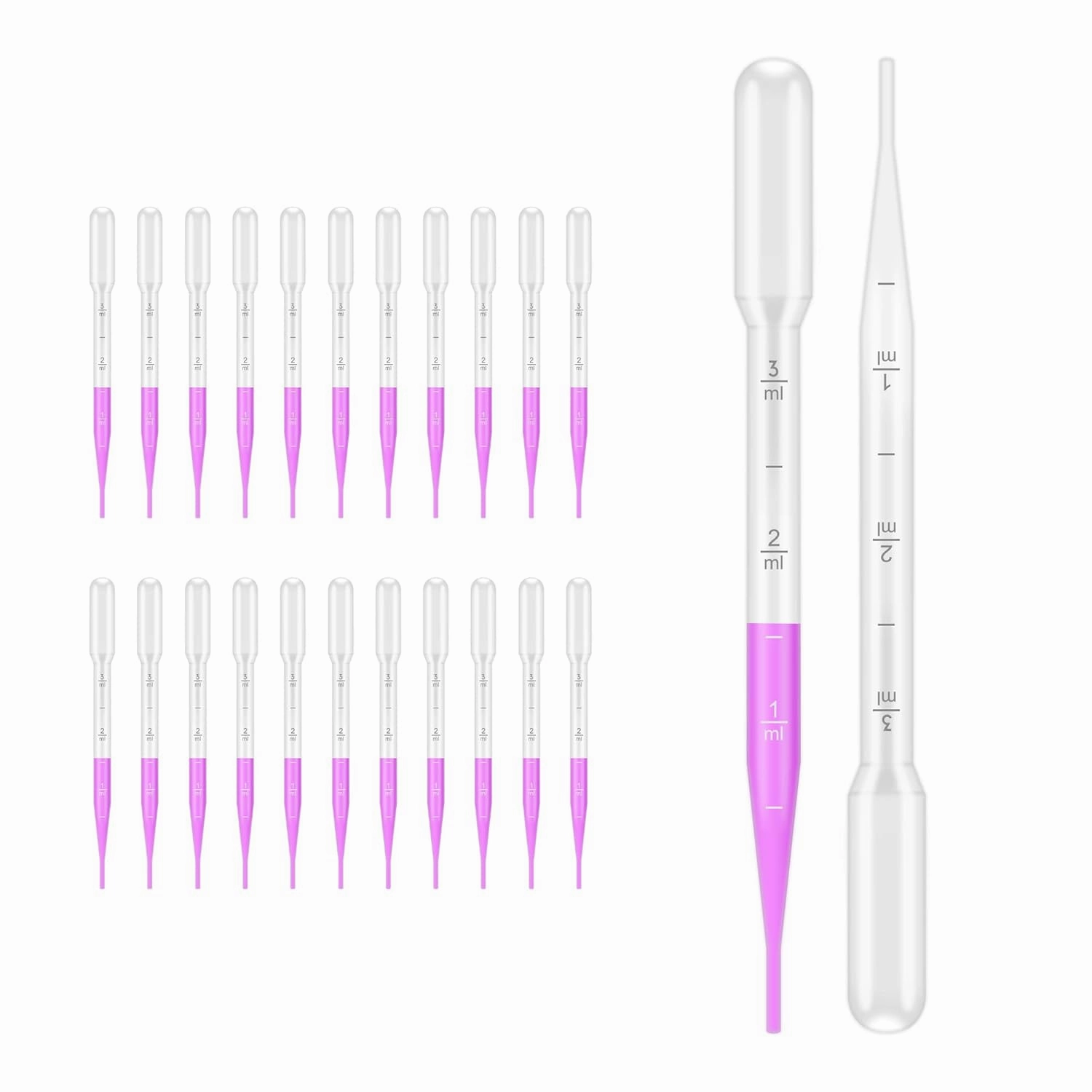 1000pcs of Disposable Pipettes Vol.7ml, Plastic Transfer Pipettes, 3ml Graduated, Essential Oils Pipettes, Calibrated Dropper Suitable for Science Laboratory, DIY Art, LVG001