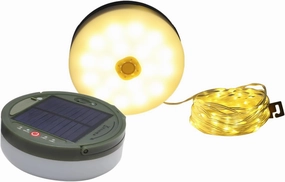 100 Led Solar Camping Lights, 10M, Remote-Controlled, USB Rechargeable, PVC, Warm White Tent Lights with Type-C