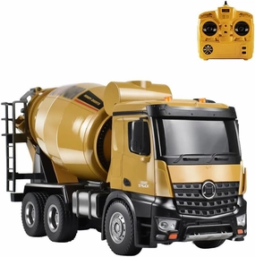 10CH Remote Control Mixer Truck Toy, Cement Mixer Trucks for Boys, Rechargeable RC Construction Toys Vehicle, Christmas Birthday Gifts Ideas for Kids Adults, 1:14 Scale Truck（2 Battery）