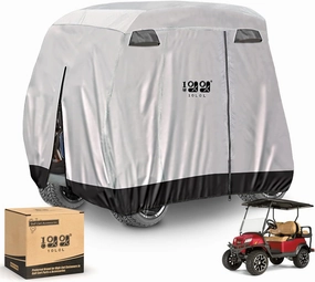 10L0L Golf Cart Covers Universal Fits Yamaha EZGO Club Car Lifted 2/4 Passengers 600D Waterproof Windproof Sunproof Outdoor Full Cover 3-Zipper