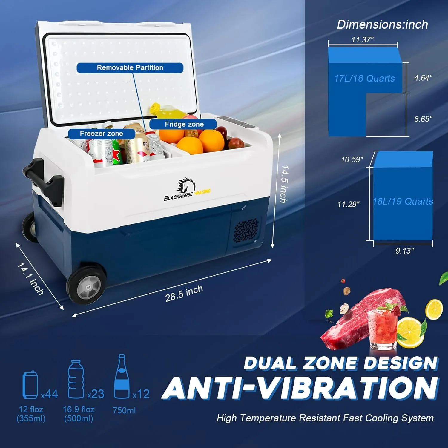 12 Volt Car Refrigerator, 37 Quart(35L) Portable Freezer Car Fridge Large Zone WIFI APP Control, -4℉-68℉ Electric Compressor Cooler 12/24V DC and 100-240V for Outdoor, Camping, Travel, RV, Truck, Home