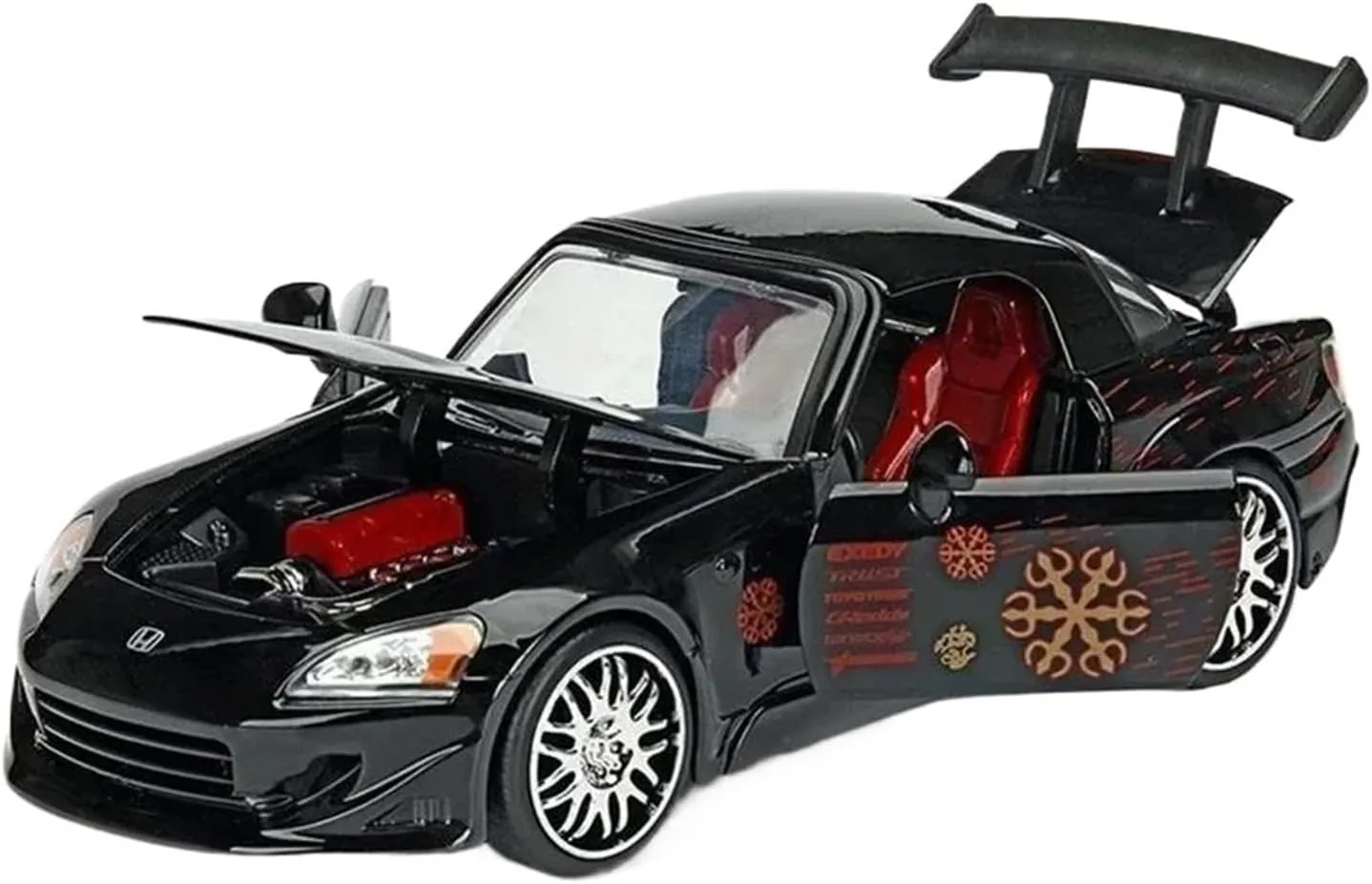 1:24 Honda S2000 Supercar Alloy Car Model Static Display Collectible Souvenir Decration Mini Simulation Toys(Black)