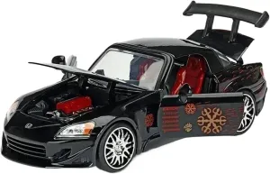 1:24 Honda S2000 Supercar Alloy Car Model Static Display Collectible Souvenir Decration Mini Simulation Toys(Black)