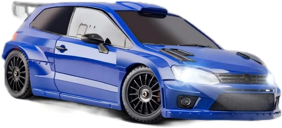 1:28 Scale RC Drift Car, 2.4GHz Proportional Control 10KM/H 4WD RC Racing Car with LED Lights & Adjustable Tires, Ready-to-Race Toy Car for Adults