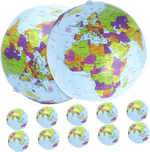 12pcs Inflatable Globe Pool Toys for Beach Parties Map Design Reusable and Lightweight for Boys and Girls and Outdoor Activities
