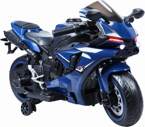 12V Kids Motorcycle, Electric Dirt Bike Electric Motorcycle for Kids Over 3 Years Old, Ride On Motorcycle Speed UP to 9MPH with Auxiliary Wheels Training Wheels Large Seat Blue