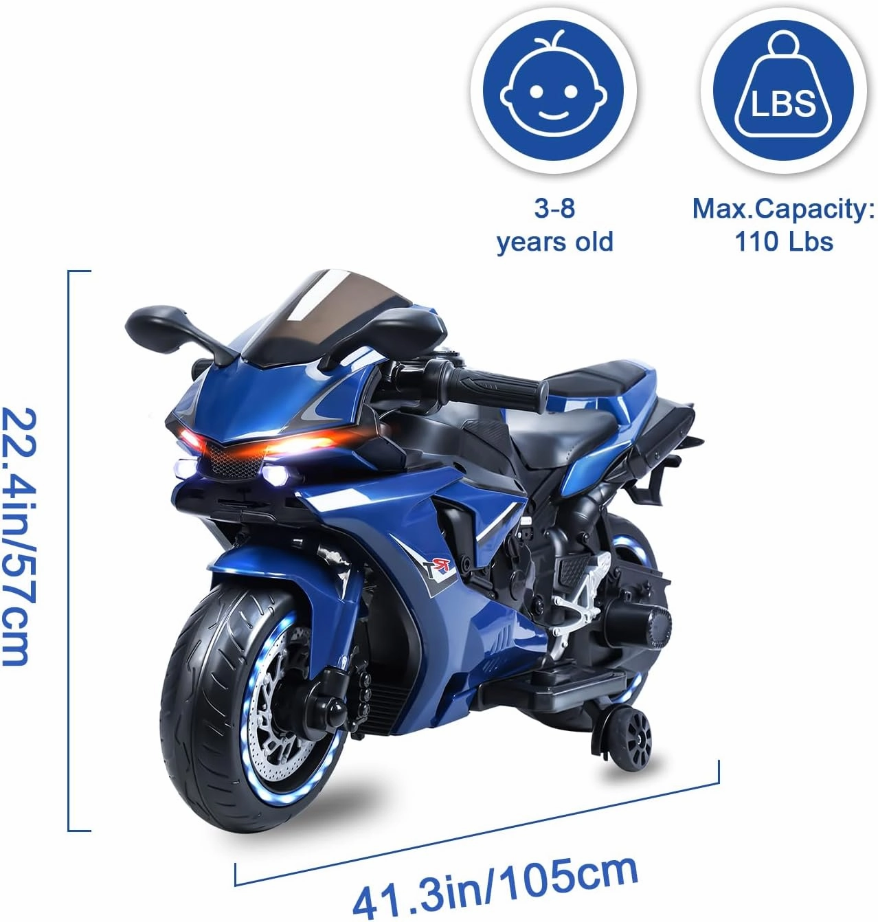 12V Kids Motorcycle,Kids Electric Dirt Bike,Electric Motorcycle for 3-8 Years Old,Motos para Niños, Motorcycle Power Wheels for Boys,Speed UP to 9MPH,Pocket Bike with Auxiliary Wheels