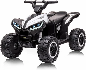 12V Kids Ride On ATV, Battery Powered, Electric Four-Wheeler with Music, Led Lights,High and Low Modes,Soft Start, USB, Treaded Tires,Suitable for Boys and Girls .(White)