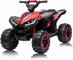 12V Kids Ride-On Electric ATV, 35W Doubal Motor 4-Wheeler Off-Road 4WD Car Toy, Kids Ride On ATV with 2 Control Modes, Music, Horn, High Low Speeds, Led Lights, for Boys & Girls Gift, Red