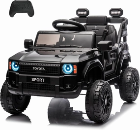 12V Kids Ride on Truck, Licensed Land Cruiser Battery Powered Electric Vehicle Car for Kids, with Remote Control, 3 Speeds, MP3, Horn, LED Lights, Suspension System, Black
