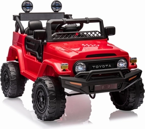 12V Ride on Truck Car, Licensed Toyota Kids Electric Vehicle Car with Remote Control, Battery Power, Music, LED Lights, Spring Suspension, 3-8 Years Old Boy Girl Gift, Red