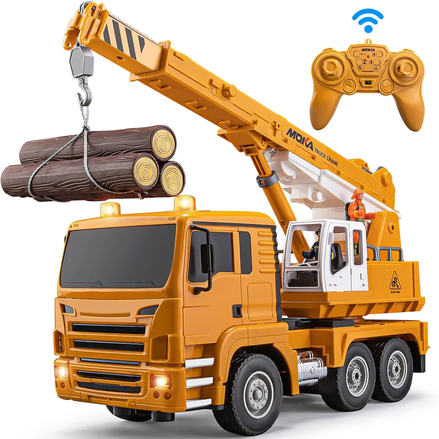 13 Channel RC Crane Truck, 2.4G Remote Control Crane Toy Construction Vehicles with Lights, Sounds, Hook Up and Down, 1:18 Large RC Truck Car for Kids Boys 16.5"