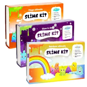 132 Pieces Ultimate Slime Making Kit (Rainbow, Mega Ultimate, And Glow in dark Slime Kit - Make 75  Slime) Combo Pack of 3