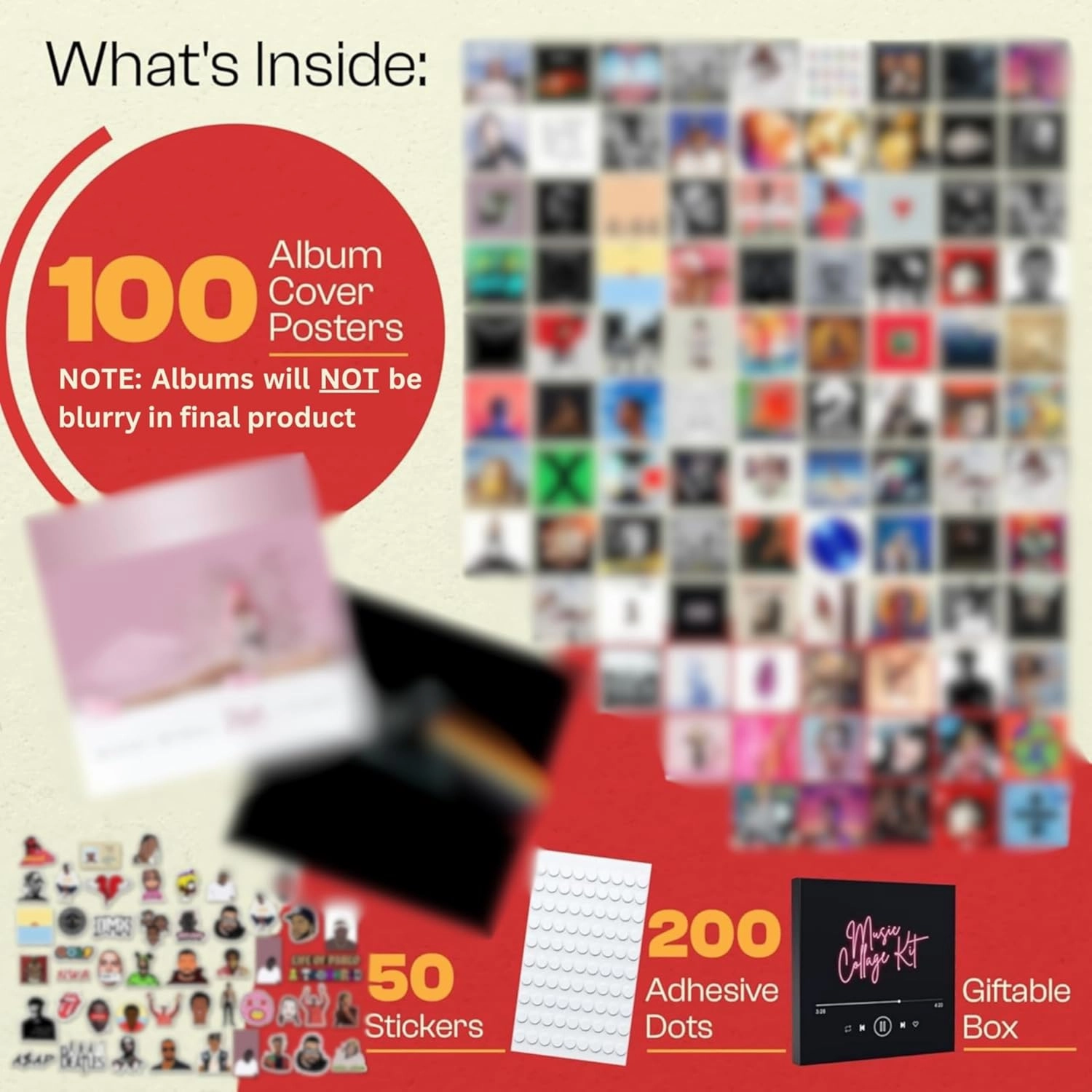150 Pcs Unique America | Album Cover Posters, Music Posters, Bedroom Posters, Rapper Room Decor, Music Artist Posters, Rap Album Art, 6x6 Inch Prints | 100 Posters & 50 Stickers… (150 pcs)