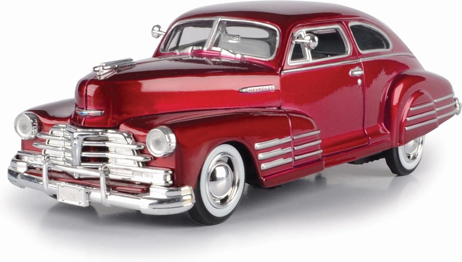 1948 Chevy Aerosedan Fleetline, Red - Motormax Premium American 73266 - 1/24 Scale Diecast Model Car, unisex-children