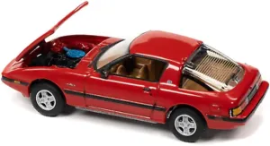 1982 Mazda RX-7 Sunrise Red w/Black Stripes Classic Gold Collection Ltd Ed to 12480 pcs 1/64 Diecast Model Car by Johnny Lightning JLCG029-JLSP244 B