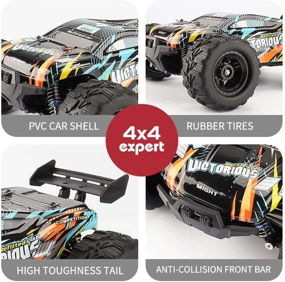 1/16 Remote Control Car 30km/h 4WD Monster Trucks RC Car with Rechargeable Battery High Speed Off Road Monster Trucks,Gifts for Boys Girls Kids