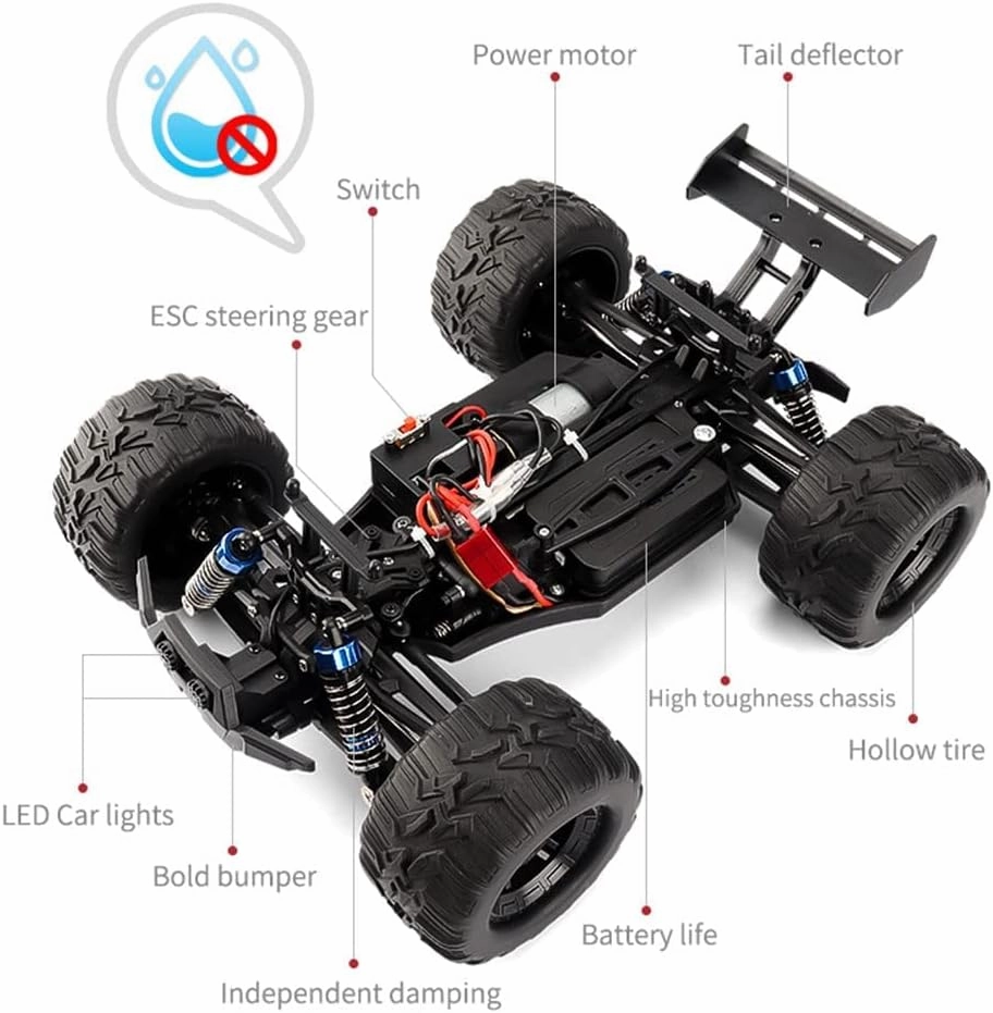 1/16 Remote Control Car 30km/h 4WD Monster Trucks RC Car with Rechargeable Battery High Speed Off Road Monster Trucks,Gifts for Boys Girls Kids