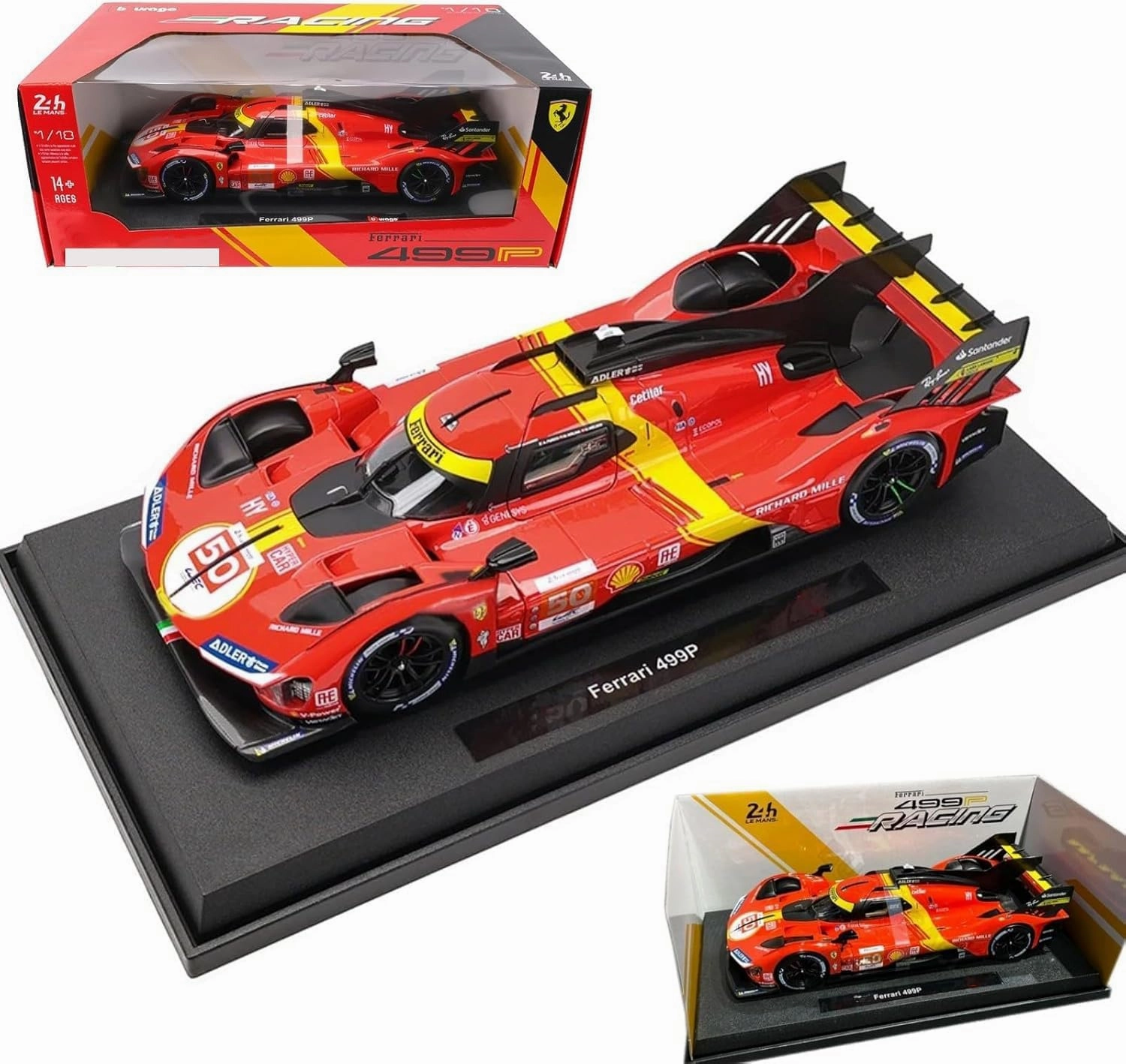1/18 499p #50 Alloy Racing Car Model for Ferrari 24h LeMansRally 499p #50 Adult Diecast Model Luxury Vehicle Collection