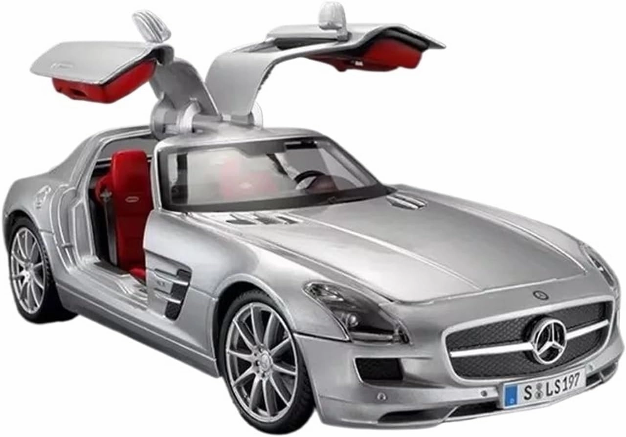 1 18 for Mercedes Benz SLS AMG Alloy Miniature Diecast Car Model Benz Sports Car Luxury Vehicle Kids Toys Car Motor Vehicles Toys(White)