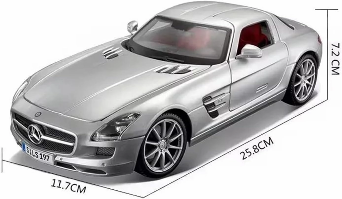 1 18 for Mercedes Benz SLS AMG Alloy Miniature Diecast Car Model Benz Sports Car Luxury Vehicle Kids Toys Car Motor Vehicles Toys(White)