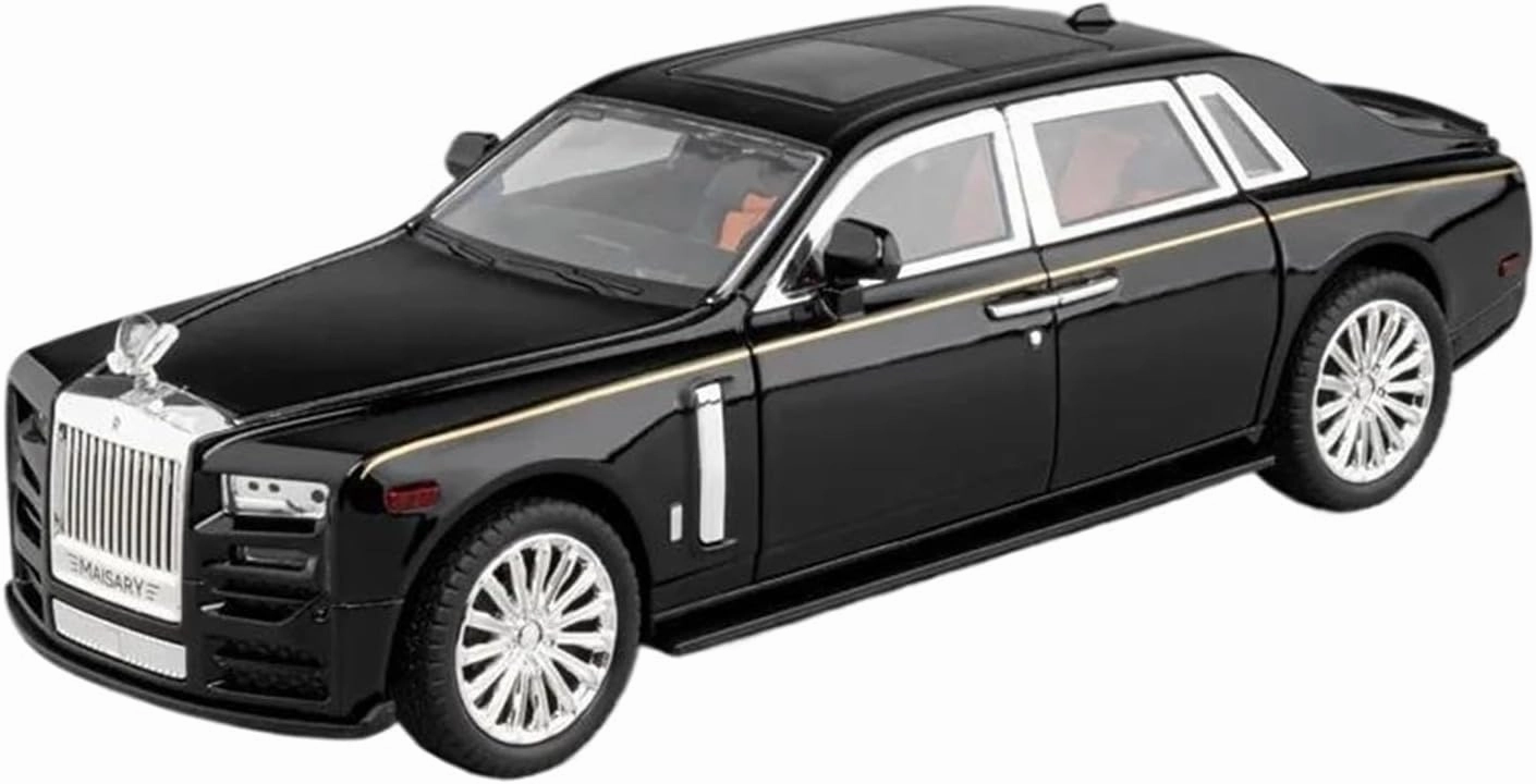 1:22 for Rolls-Royce Phantom Metal Diecast Model Car Wheel Pull Back Car Enthusiasts Collectibles Vehicle Gift Classic Cars Collectible(Black)