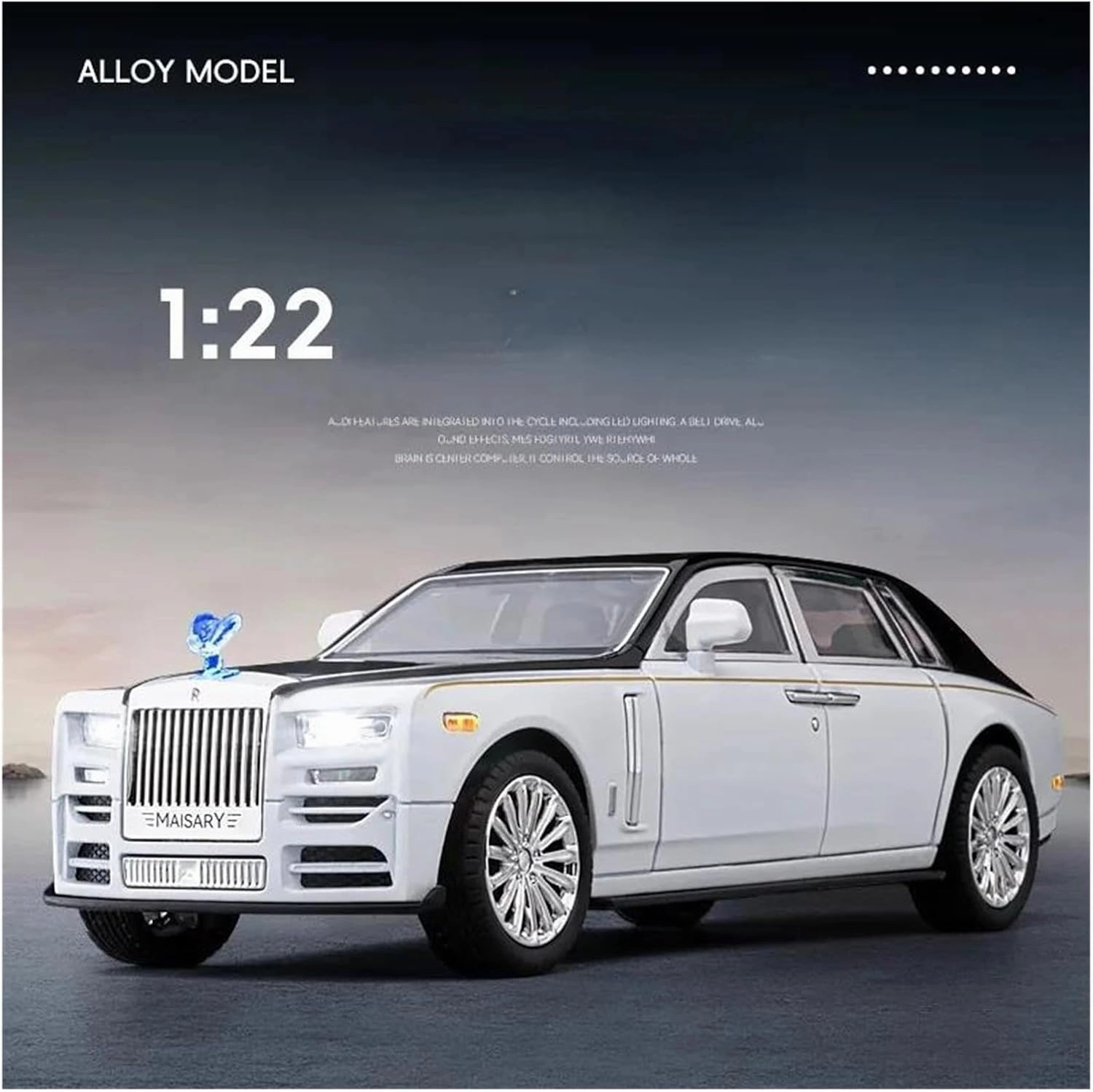 1:22 for Rolls-Royce Phantom Metal Diecast Model Car Wheel Pull Back Car Enthusiasts Collectibles Vehicle Gift Classic Cars Collectible(Black)