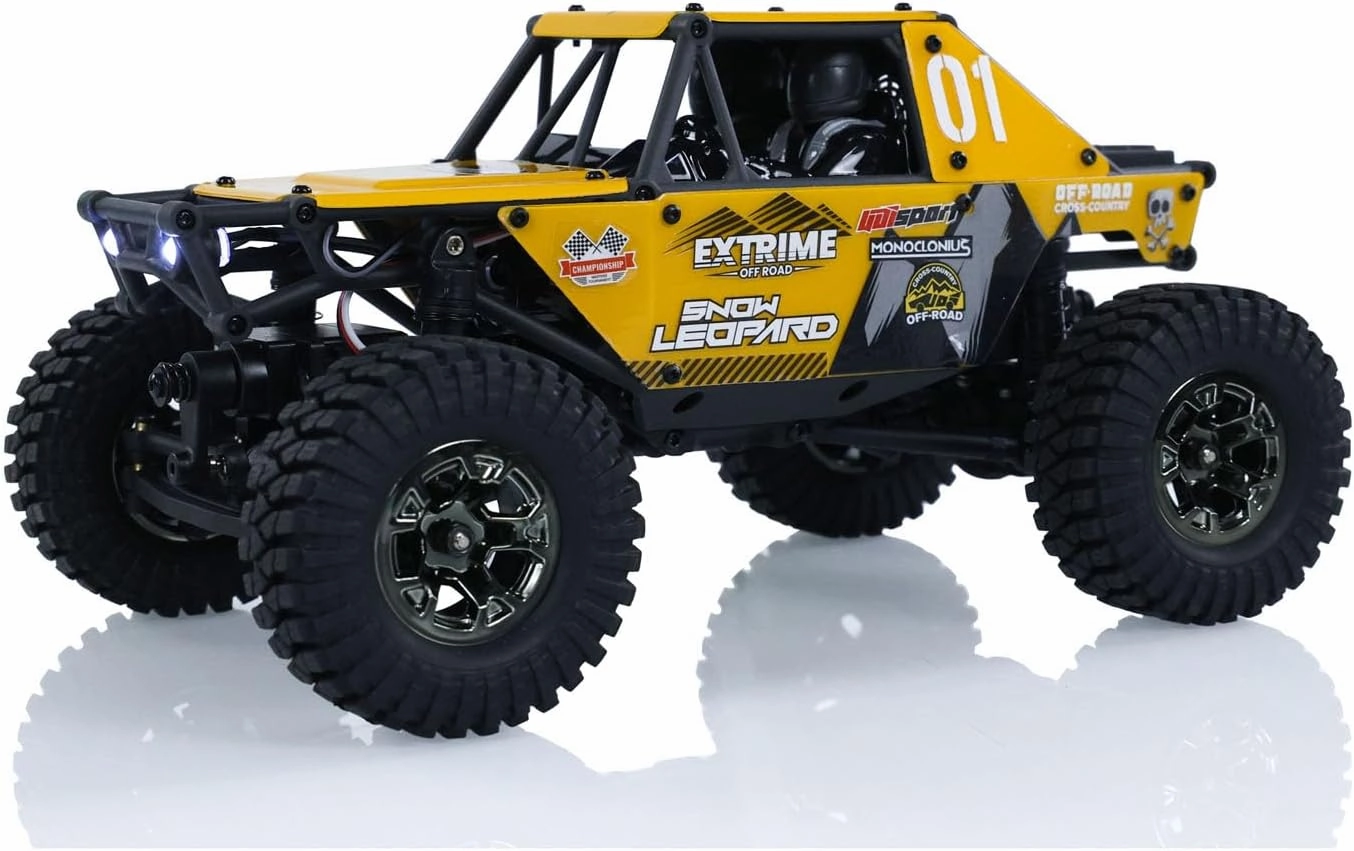1/24 4x4 UdiRC UCX2405PRO RC Rock Crawler Model Brushless Motor ESC Radio Controlled Off-Road Vehicles RTR Car Battery(Yellow)