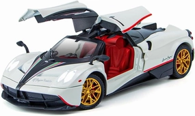 1:24 alloy die-casting metal Pagani car model toys, Pagani Huayra Dinastia Toy with sound and light functions, pull back car, adults and children are suitable for gifts, collectibles. (White Pagani)