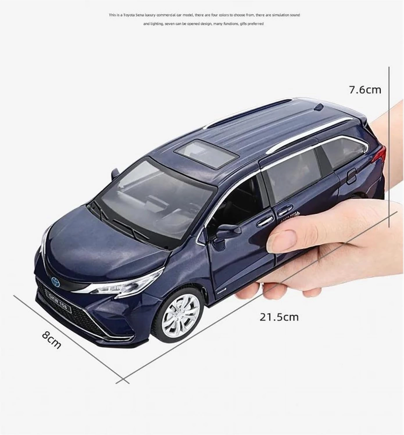 1 24 for Toyota Sienna MPV Commercial Vehicle Simulation Diecast Car Metal Alloy Model Car Toys Collection Classic Cars Collectible(White)