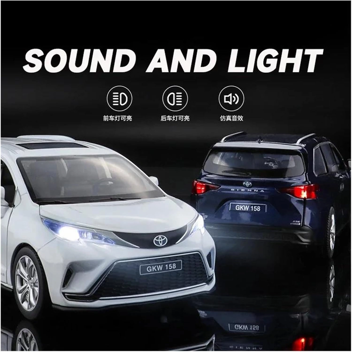 1 24 for Toyota Sienna MPV Commercial Vehicle Simulation Diecast Car Metal Alloy Model Car Toys Collection Classic Cars Collectible(White)