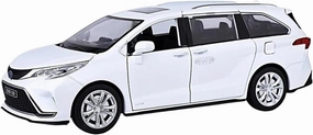 1 24 for Toyota Sienna MPV Commercial Vehicle Simulation Diecast Car Metal Alloy Model Car Toys Collection Classic Cars Collectible(White)