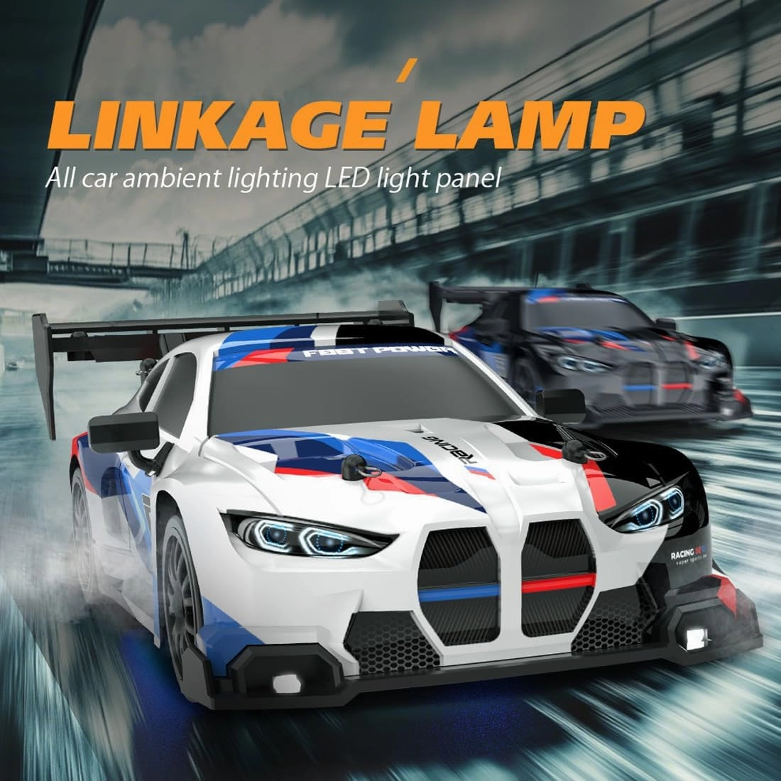 1:24 Scale RC Drift Car – 4WD High Speed 30km/h Remote Control Racing Car with LED Lights and Drift Tires for Adults & Hobbyists(Black/8601)