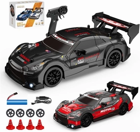 1:24 Scale RC Drift Car – 4WD High Speed 30km/h Remote Control Racing Car with LED Lights and Drift Tires for Adults & Hobbyists(Black/8601)