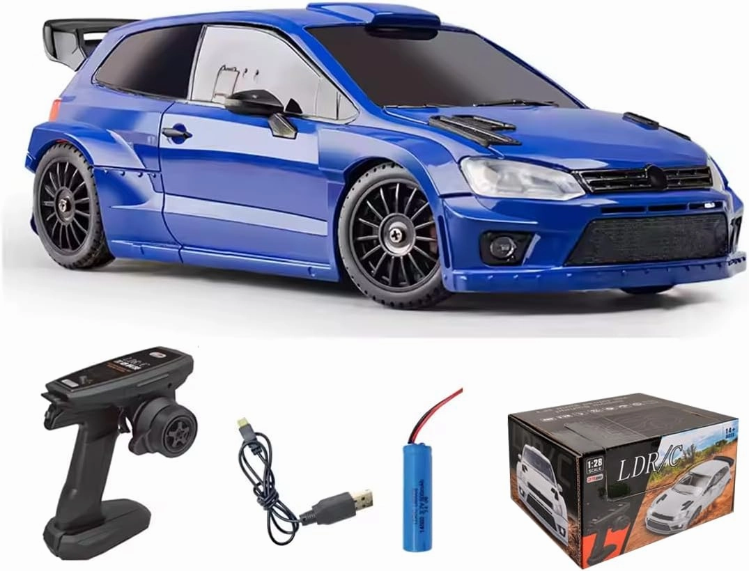 1/28 Scale Mini RC Drift Car - 2.4Ghz Full Proportional Racing Drift 4WD Remote Contrl Car Model Vehicle Toys Hobby Gift for Adults (LD2801)