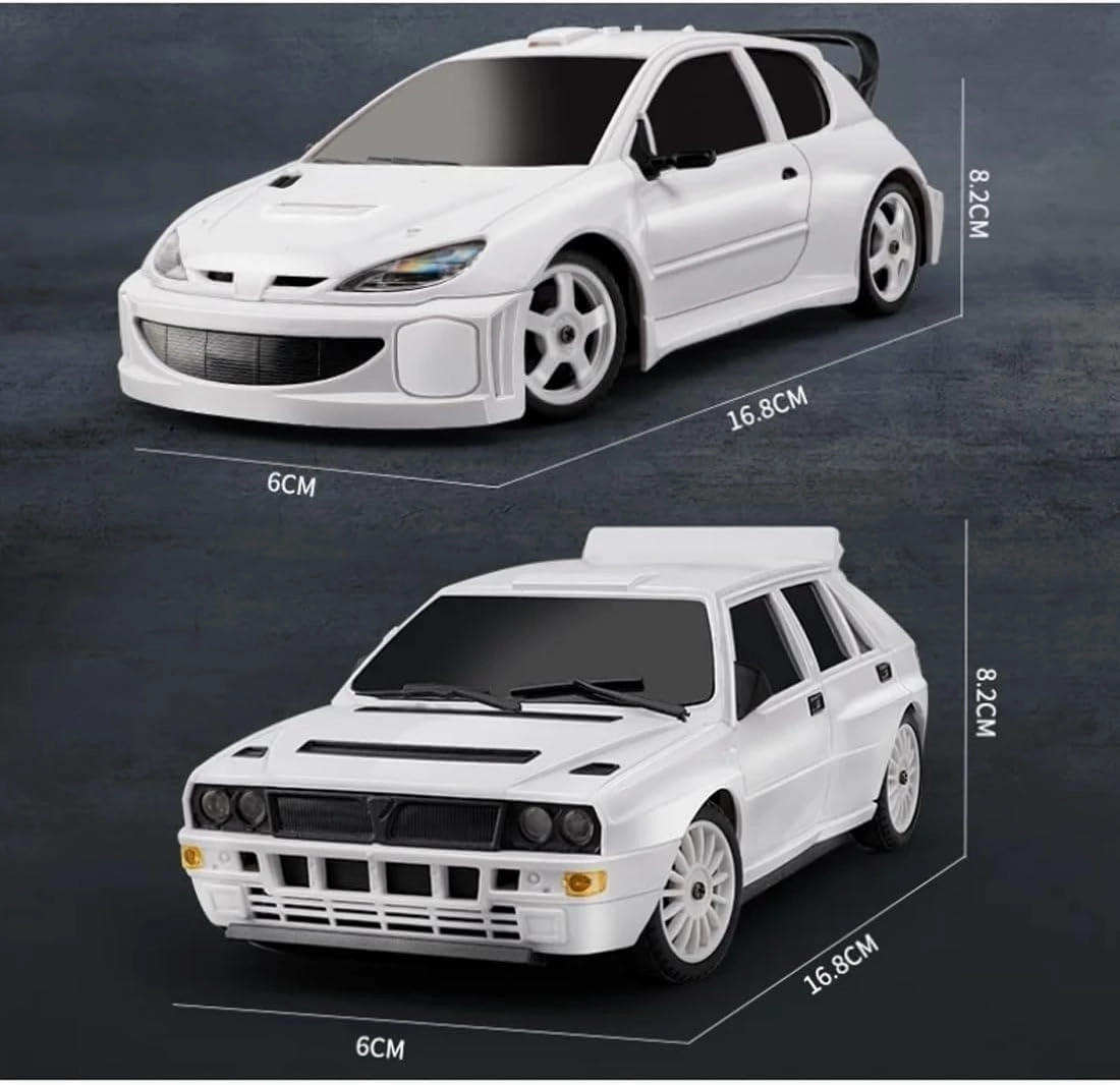 1:28 Scale RC Drift Car, 2.4GHz Proportional Control 10KM/H 4WD RC Racing Car with LED Lights & Adjustable Tires, Ready-to-Race Toy Car for Adults