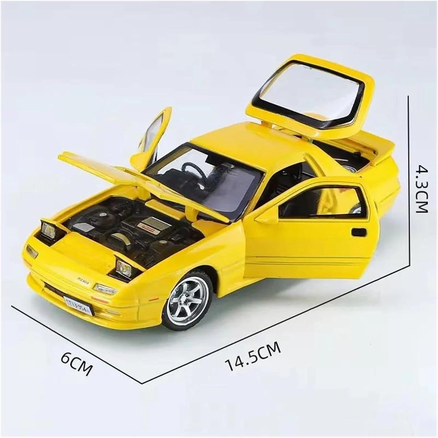 1 32 for Mazda RX7 RX-7 Alloy Car Model Diecasts Metal Toy Vehicle Sound and Light Adults Car Collectibles Gift Classic Cars Collectible(Yellow)