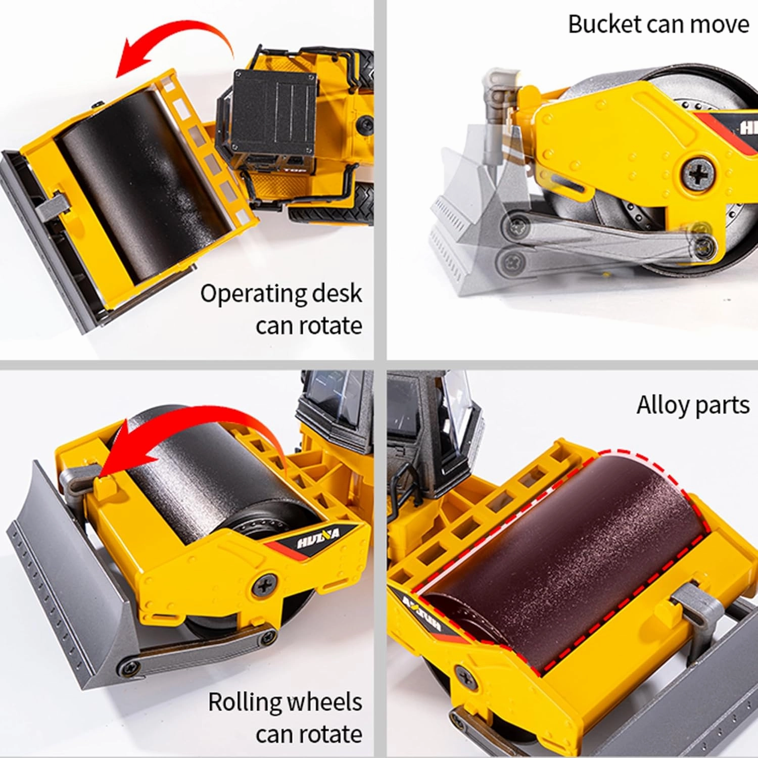 1/35 Scale Metal Large Road Roller Toy, Metal Construction Vehicles Model Toy, Outdoor Sandbox Car Toys, Birthday Gift Toddler Boy Kid Child