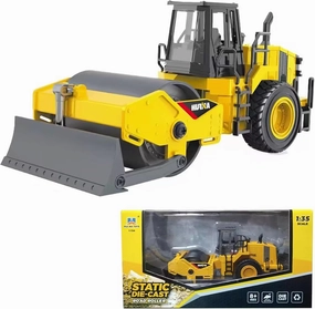 1/35 Scale Metal Large Road Roller Toy, Metal Construction Vehicles Model Toy, Outdoor Sandbox Car Toys, Birthday Gift Toddler Boy Kid Child