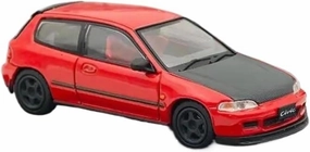 1:64 for Honda Civic EG6 with Engine Display Red Alloy Car Model Decoration Mini Simulation Toys