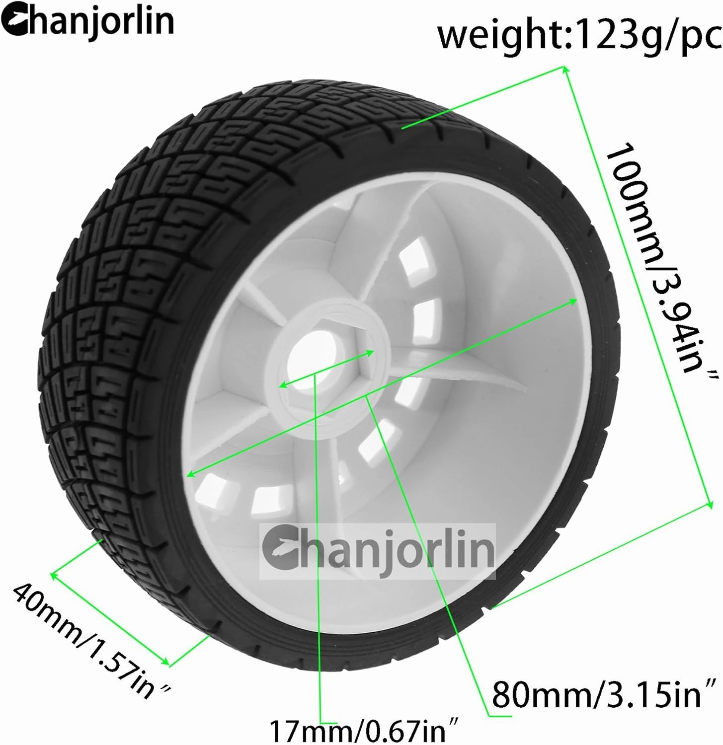 1/8 RC On Road Tires And Plastic Street Wheels 17mm Hex OD 3.94'' 1/7 Rally Racing Tyres For 1:8 1:7 Touring Street Drift Car Tamiya HPI WR8 HSP ARRMA Redcat Losi Kyosho GT2 VRX W10 (White)