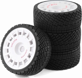 1/8 RC On Road Tires And Plastic Street Wheels 17mm Hex OD 3.94'' 1/7 Rally Racing Tyres For 1:8 1:7 Touring Street Drift Car Tamiya HPI WR8 HSP ARRMA Redcat Losi Kyosho GT2 VRX W10 (White)
