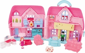 1 Set Creative Dollhouse with Simulation Light DIY House Handicraft Kit for Birthday Present Complete with Furniture for Imaginative Play Random Color