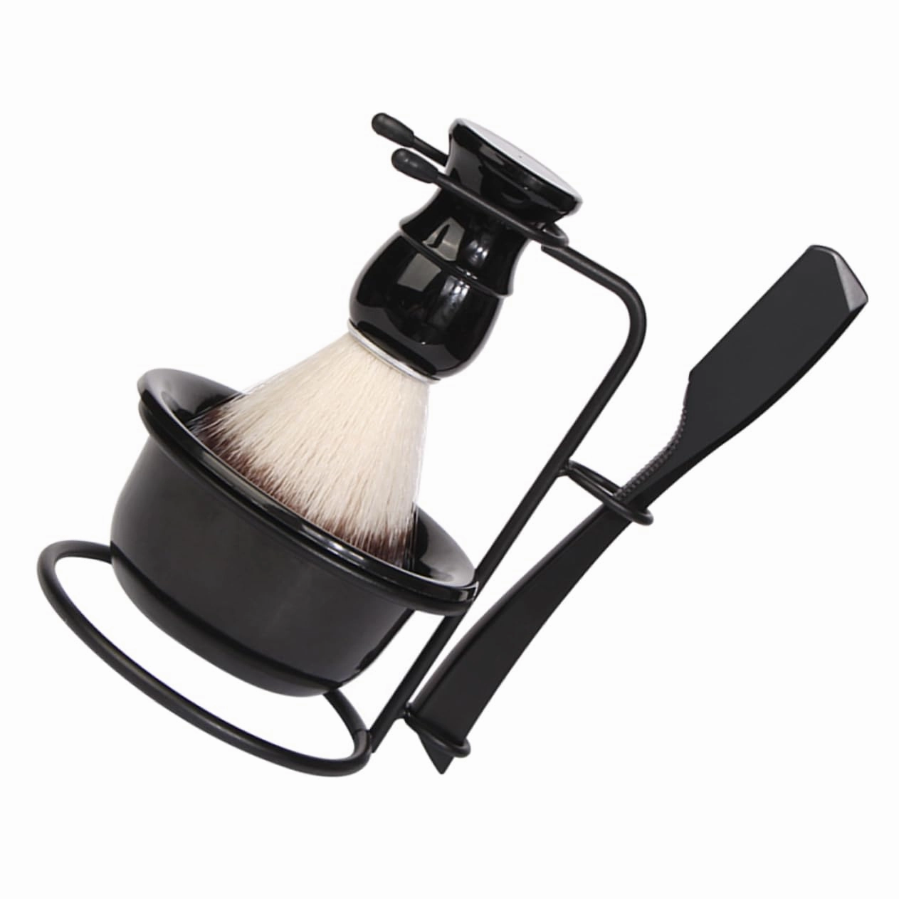 1 Set Men Manual Shaving Kit Complete Shaving Set with Brush Foaming Bowl Stand for Hair Salon Use Durable and Easy to Clean for Professional Grooming