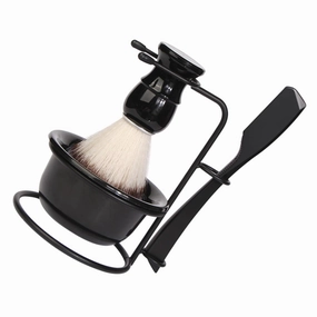 1 Set Men Manual Shaving Kit Complete Shaving Set with Brush Foaming Bowl Stand for Hair Salon Use Durable and Easy to Clean for Professional Grooming