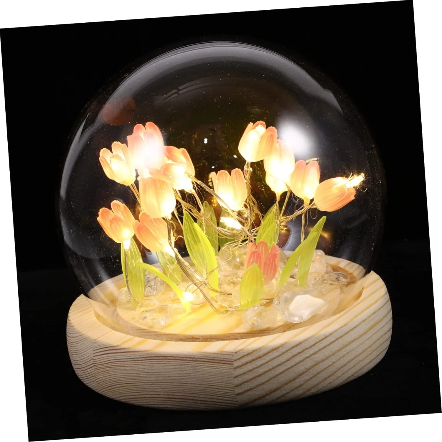 1Set Handmade Tulip Night Lamp Tulips Decorative Light Kit for Bedroom Creative Flower Light with Present Bag for Home Decor and Atmosphere
