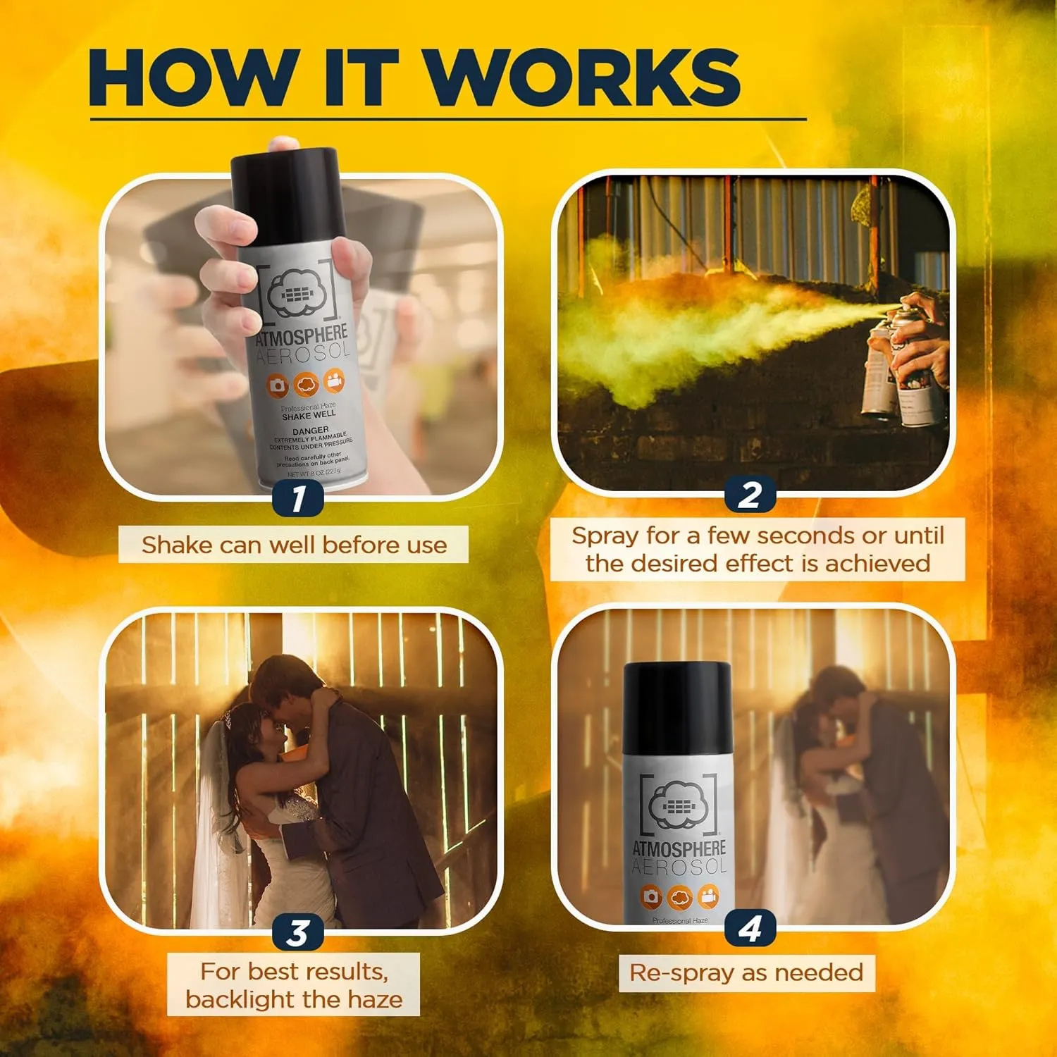 2 Pack Atmosphere Aerosol Haze/Fog Spray for Photography - Safe & Portable Mini Fog Machine Alternative - Smoke and Light Ray Effects Maker for Indoor and Outdoor, No Battery - Made in The USA